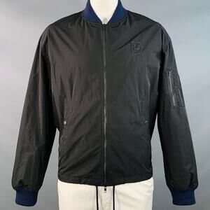 FRED PERRY x RAF SIMONS Size 42 Black Navy Polyester Zip Up Bomber Jacket
